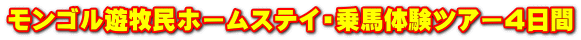 モンゴル遊牧民ホームステイ・乗馬体験ツアー４日間
